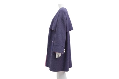 Lot 86 - Chanel Purple Tweed Open Front Coat - Size 46