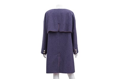 Lot 86 - Chanel Purple Tweed Open Front Coat - Size 46