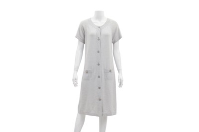 Lot 97 - Chanel Pale Grey CC Cashmere Knit Dress - Size 42