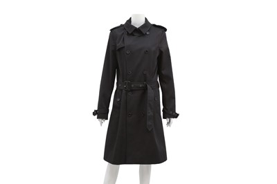 Lot 472 - Saint Laurent Black Gaberdine Trench Coat - Size 44