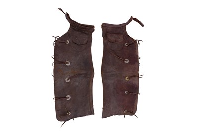 Lot 376 - A PAIR OF VINTAGE WESTERN LEATHER CHAPS