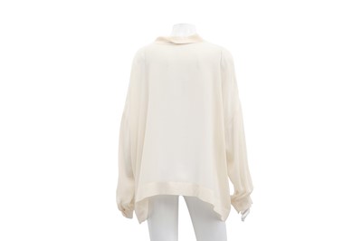 Lot 317 - Balenciaga Cream Silk Pussy Bow Blouse - Size 42