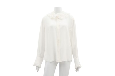 Lot 314 - Chloe Ivory Silk Ruffle Neck Blouse - Size 44