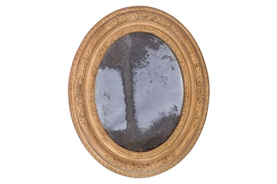 Lot 313 - A SMALL OVAL GILT FRAMED MIRROR, 19TH CENTURY