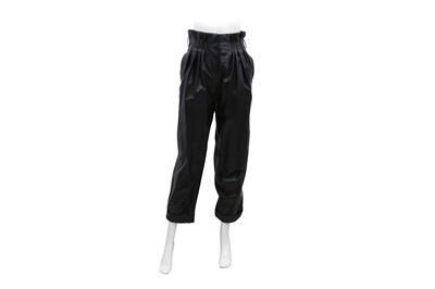 Lot 495 - Balmain Black Pleated Leather Tapered Trouser