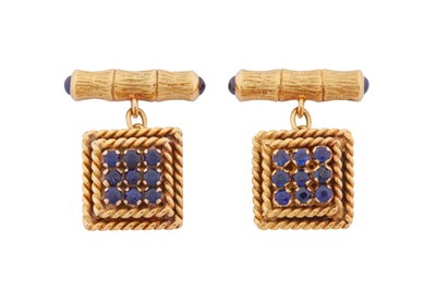 Lot 215 - A PAIR OF SAPPHIRE CUFFLINKS, CIRCA 1990