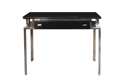 Lot 325 - A MID 20TH CENTURY MODERNIST CHROME AND BLACK LACQUERED DESK