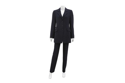 Lot 60 - Hermes Navy Wool Crepe Trouser Suit - Size 40 & 38