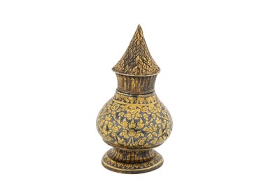 Lot 178 - A late 19th century Siamese (Thai) silver gilt niello lime bottle, Bangkok or Nakon Sri Thammarat circa 1880