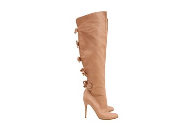 Lot 126 - Valentino Pink Bow Back Over The Knee Boot - Size 39