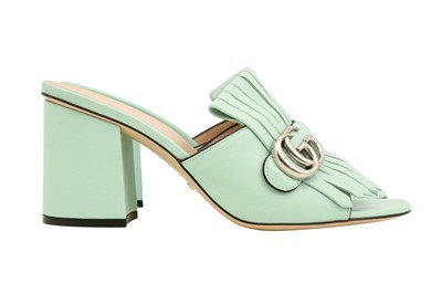 Lot 206 - Gucci Mint Green Marmont GG Heeled Mule - Size 38