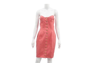 Lot 127 - Junior Gaultier Pink Denim Strapless Corset Dress - Size 46