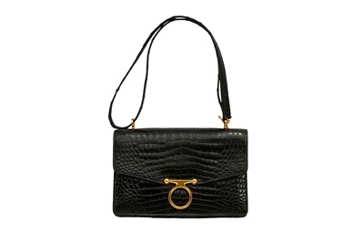 Lot 373 - λ Hermes Black Shiny Crocodile Sac Odeon