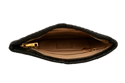 Lot 335 - Prada Black Gaufre Logo Pouchette Clutch