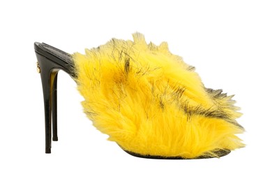 Lot 199 - Dolce & Gabbana Yellow Fur Heeled Mule - Size 38