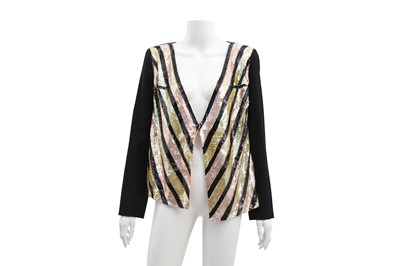 Lot 372 - Chanel Black Wool Embellished Jacket - Size 40