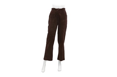 Lot 298 - Chanel Brown Suede CC Trouser - Size 38