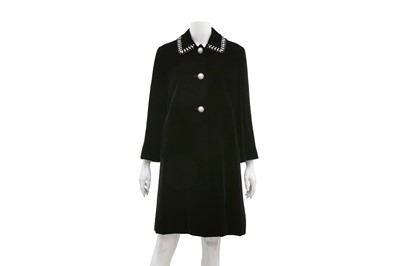 Lot 438 - Miu Miu Black Velvet Embellished Evening Coat - Size 40