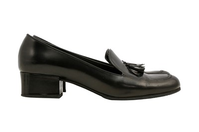 Lot 480 - Saint Laurent Black Tassel Heeled Loafer - Size 37.5