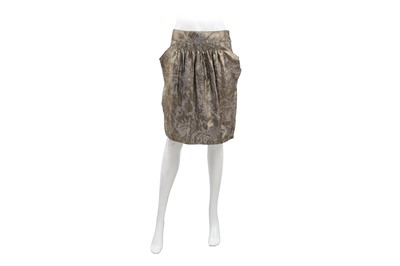 Lot 378 - See By Chloe Gold Silk Print Tulip Skirt - Size 42