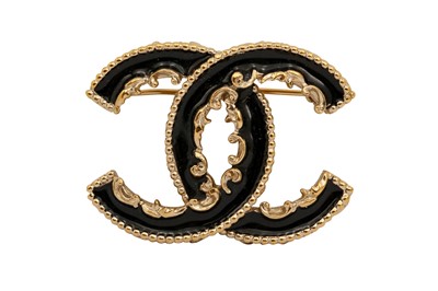 Lot 345 - Chanel Black Enamel CC Brooch