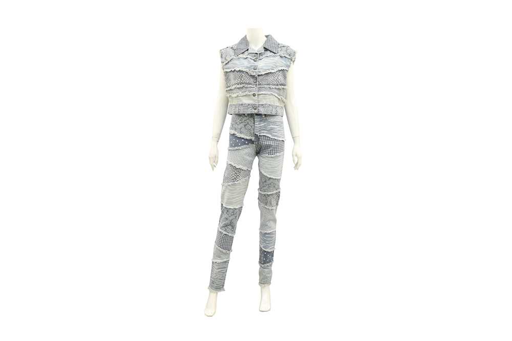 Lot 12 - Roberto Cavalli Blue Denim Trouser and Waistcoat Set - Size L