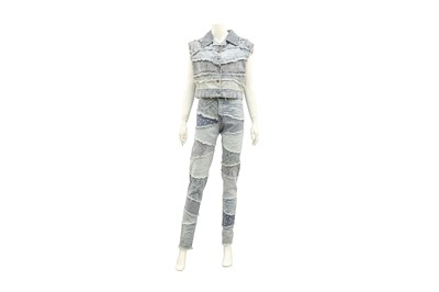 Lot 12 - Roberto Cavalli Blue Denim Trouser and Waistcoat Set - Size L