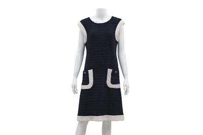 Lot 64 - Chanel Navy Boucle Nautical Dress - Size 40