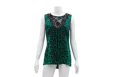 Lot 218 - Dolce & Gabbana Green Silk Leopard Print Shell Top