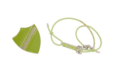 Lot 204 - Christian Dior Green Badge Brooch and Choker Set