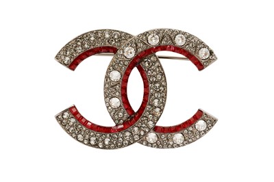 Lot 137 - Chanel Red Crystal CC Brooch