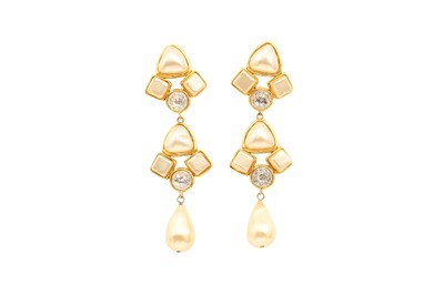 Lot 408 - Chanel Ivory Pearl Statement Drop Clip On Earrings