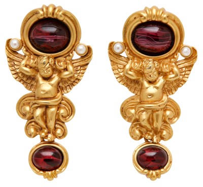 Lot 4 - Elizabeth Taylor Burgundy Cherub Clip On Earrings