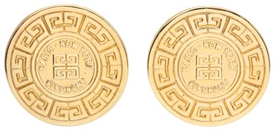 Lot 60 - Givenchy Greek Key Logo Clip On Earrings