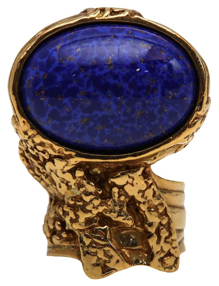Lot 13 - Yves Saint Laurent Blue Arty Ring - Size 7