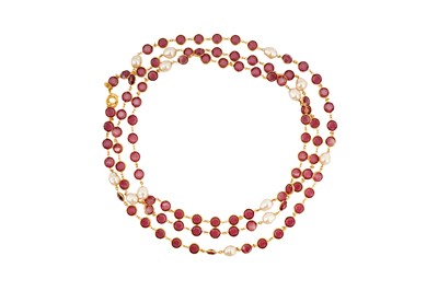 Lot 80 - Chanel Purple Chicklet Sautoir Pearl Strand Necklace