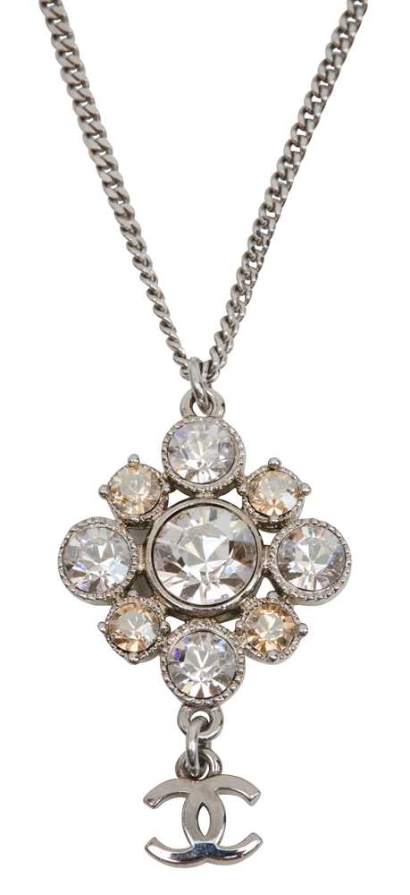 Lot 315 - Chanel Crystal Cluster CC Fine Chain Necklace