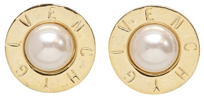 Lot 41 - Givenchy White Pearl Logo Clip On Earrings