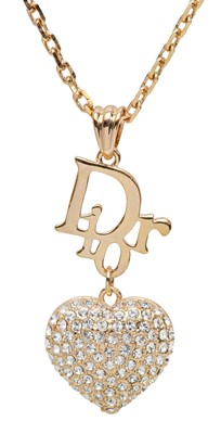 Lot 74 - Dior Oblique Crystal Heart Pendant Necklace