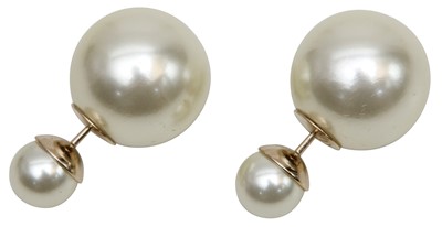Lot 42 - Dior White Pearl Tribales Pierced Earrings