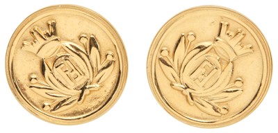 Lot 62 - Fendi Crest Coin Clip On Earrings