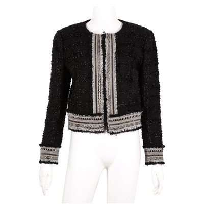 Lot 661 - Ralph & Russo Black Wool Boucle Jacket - Size 42