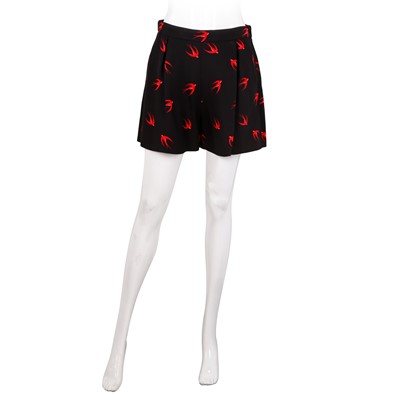 Lot 653 - Miu Miu Black Swallow Print Short - Size 42