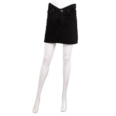 Lot 505 - Balenciaga Black Denim Mini Skirt - Size 38