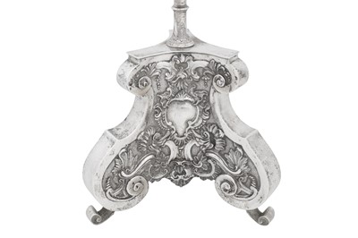 Lot 296 - A set of four mid-18th century German silver altar candlesticks (altarleuchter), Augsburg 1745-47 by Franz Christoph Mederle (master 1729, d. 1765)