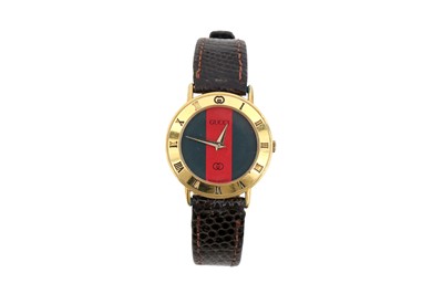 Lot 253 - λ Gucci Web Brown Lizard Watch