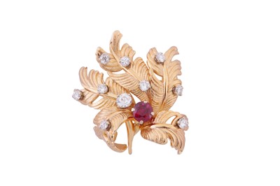 Lot 235 - GROSSÉ | A RUBY AND DIAMOND BROOCH