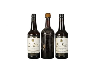 Lot 289 - SPAIN Ancient Bristol bottling of unknown sherry, wax sealed, probably late 1800s, Domecq La Ina fino 3x75cl