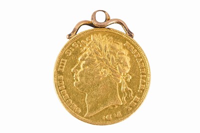 Lot 129 - A KING GEORGE IV SOVEREIGN DATED 1822, MOUNTED AS A PENDANT