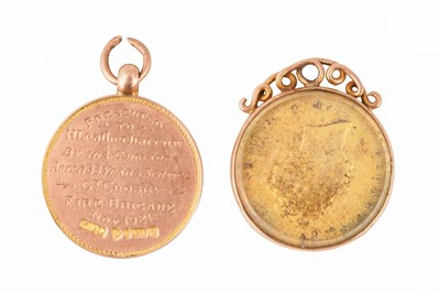 Lot 98 - A 9CT GOLD FIRE BRIGADE MEDAL, TOGETHER WITH A SEALED 1826 GEORGE IV SHILLING